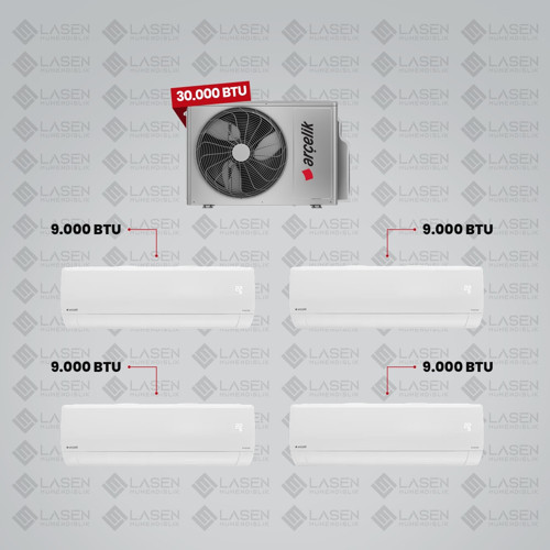 1+4 Multi Sistem Klima / 30100 Md Pro Dış Ünite ( 4 Adet 9.000 Btu Beyaz Iç Ünite )