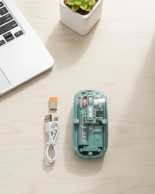 Bluetooth Ve 2.4g Usb Destekli Pilli Kablosuz Şeffaf Mouse