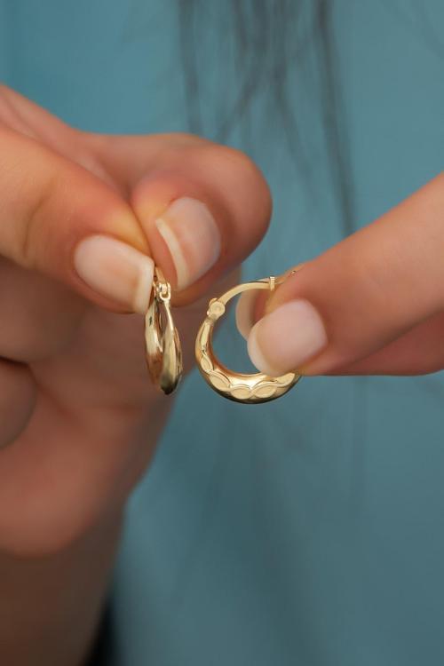 925 Ayar Gümüş Gold Sonsuzluk Desenli Şarnel Küpe