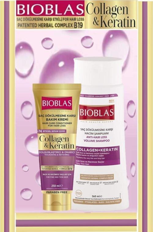 Collagen + Keratin Çok İnce ve Hacimsiz Saçlar İçin Hacim Şampuanı 360 ML + Bakım Kremi 250 ML