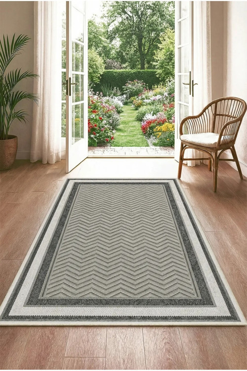 DİJİTAL BASKILI BOHEM gri RENKLİ Kaymaz Taban Yıkanabilir Modern Mutfak Halısı Salon Halısı Yolluk