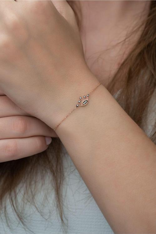 925 Ayar Gümüş Minik Kral Tacı Kadın Gümüş Bileklik