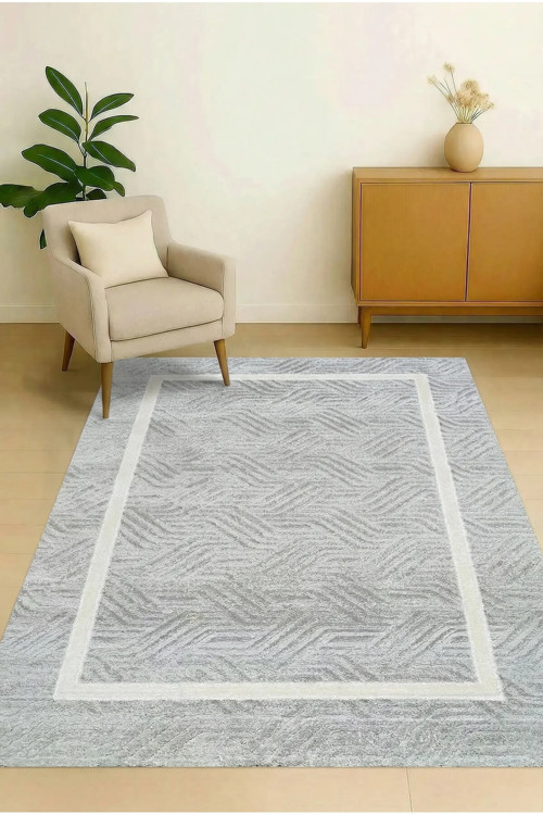 DİJİTAL BASKILI GRİ Kaymaz Taban Yıkanabilir Modern Mutfak Halısı Salon Halısı Yolluk