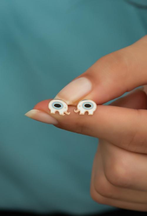 925 Ayar Gümüş Minimal Mineli Fil Küpe