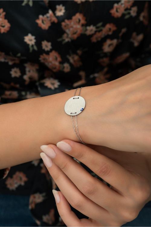 925 Ayar Gümüş Plaka Ayetel Kürsi Kadın Gümüş Bileklik