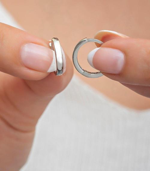 925 Ayar Gümüş Rodyumlu Taşsız 10 mm Halka Küpe