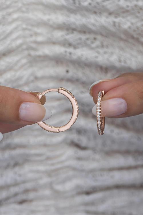 925 Ayar Gümüş Rose 20 mm Tamtur Halka Küpe