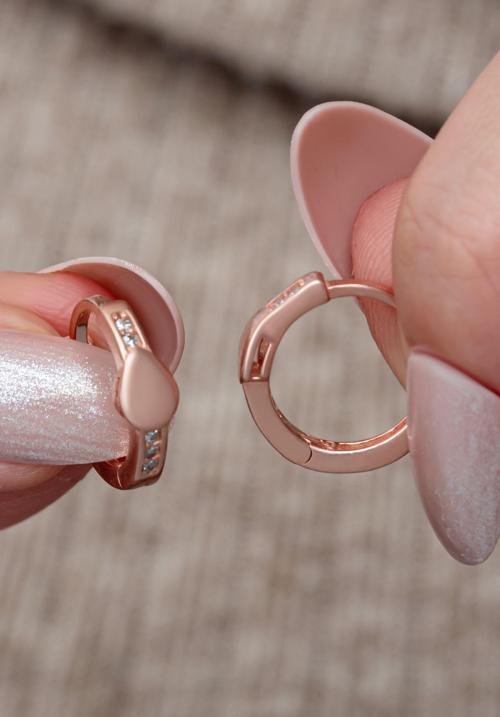 925 Ayar Gümüş Rose Kaplama 15 mm Halka Küpe
