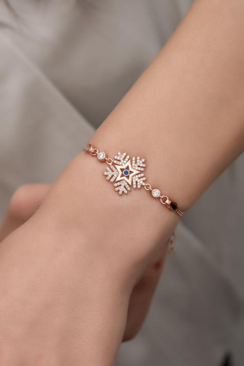 925 Ayar Gümüş Rose Zirkon Taşlı Kartanesi Bileklik