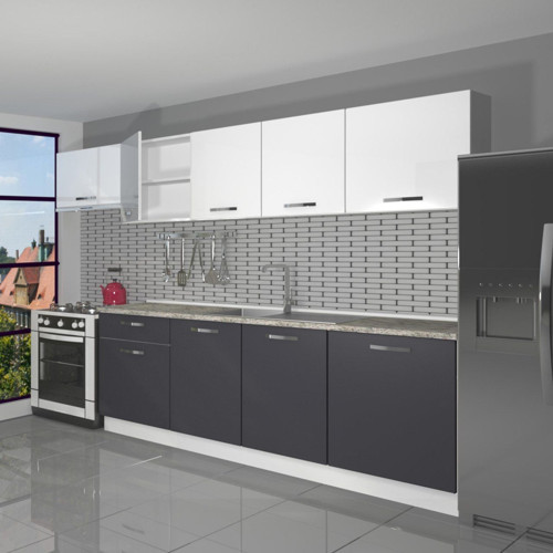 Smart 280 Mdf Hazır Mutfak Dolabı - Tezgah Dahil - Antrasit Beyaz