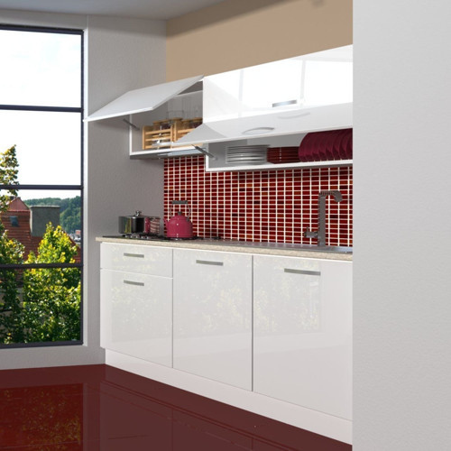 Style 160 Mdf Hazır Mutfak Dolabı - Tezgah Dahil - Parlak Beyaz