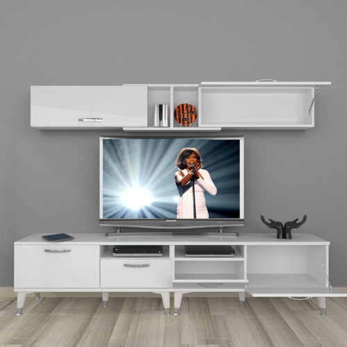 Eko 5220 Mdf Silver Tv Ünitesi Tv Sehpası - Parlak Beyaz