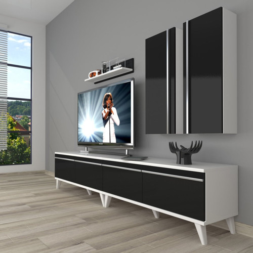 Eko 5200t Mdf Retro Tv Ünitesi Tv Sehpası - Beyaz Siyah