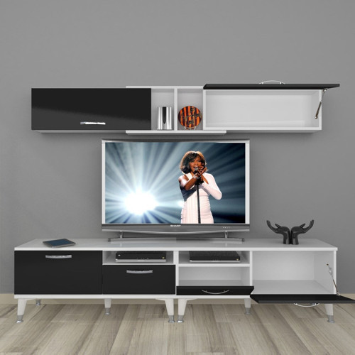 Eko 5220 Mdf Silver Tv Ünitesi Tv Sehpası - Beyaz Siyah