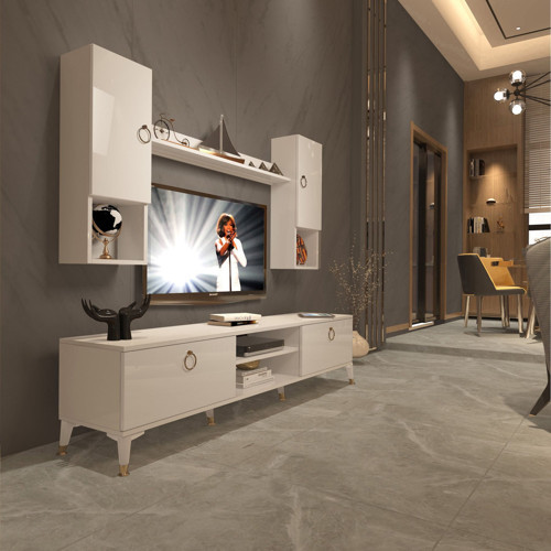 Eko 5da Mdf Dvd Gold Tv Ünitesi Tv Sehpası - Parlak Beyaz