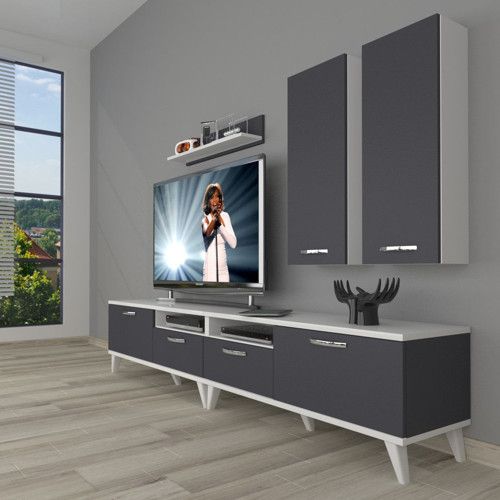 Eko 5220d Mdf Retro Tv Ünitesi Tv Sehpası - Beyaz Antrasit