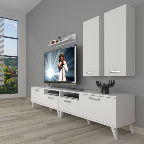 Eko 5220d Mdf Retro Tv Ünitesi Tv Sehpası - Parlak Beyaz