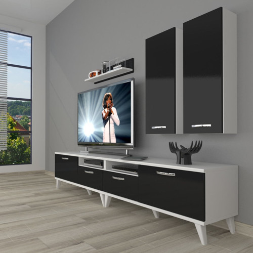 Eko 5220d Mdf Retro Tv Ünitesi Tv Sehpası - Beyaz Siyah