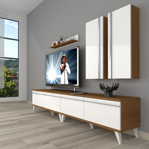 Eko 5200t Mdf Retro Tv Ünitesi Tv Sehpası - Ceviz Beyaz