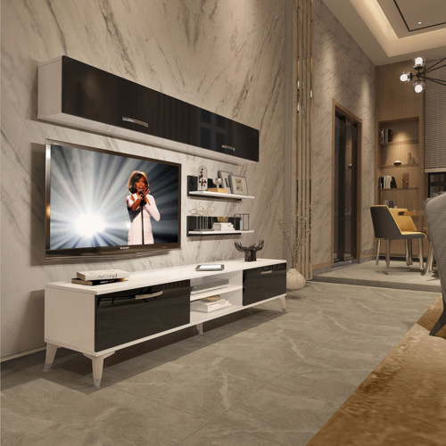 Eko 5 Mdf Dvd Silver Tv Ünitesi Tv Sehpası - Beyaz Siyah