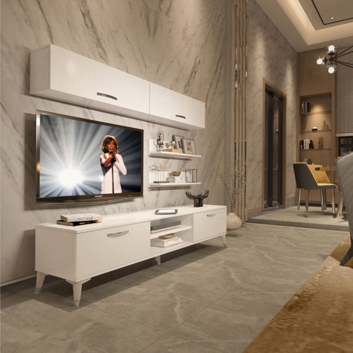 Eko 5 Mdf Dvd Silver Tv Ünitesi Tv Sehpası - Parlak Beyaz