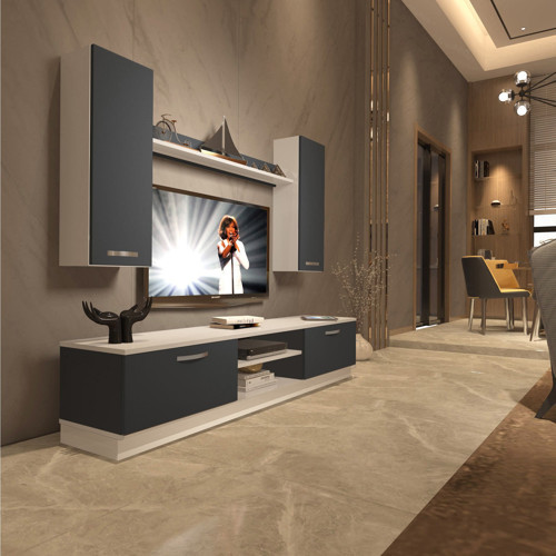 Eko 5db Mdf Dvd Tv Ünitesi Tv Sehpası - Beyaz Antrasit