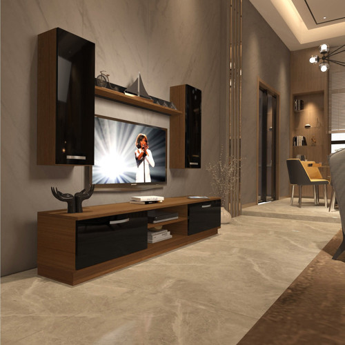 Eko 5db Mdf Dvd Tv Ünitesi Tv Sehpası - Ceviz Siyah