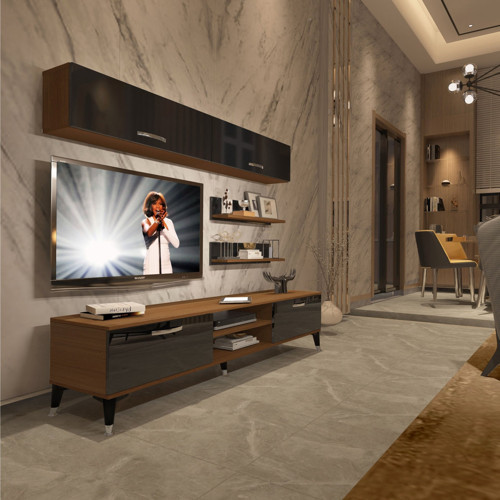 Eko 5 Mdf Dvd Silver Tv Ünitesi Tv Sehpası - Ceviz Siyah