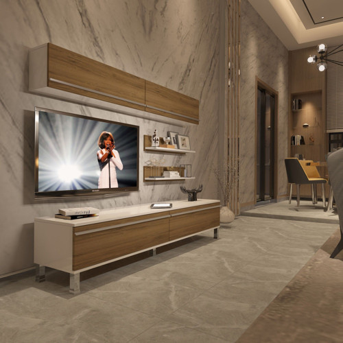 Eko 5 Mdf Std Krom Ayaklı Tv Ünitesi Tv Sehpası - Beyaz Pera