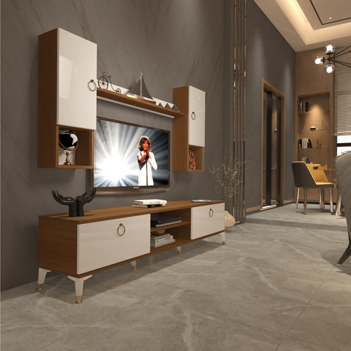 Eko 5da Mdf Dvd Gold Tv Ünitesi Tv Sehpası - Ceviz Beyaz