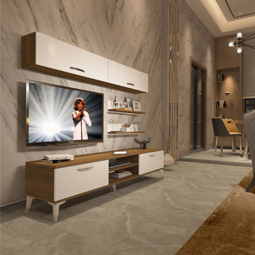 Eko 5 Mdf Dvd Silver Tv Ünitesi Tv Sehpası - Pera Beyaz