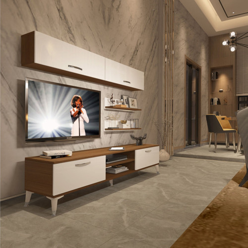 Eko 5 Mdf Dvd Silver Tv Ünitesi Tv Sehpası - Ceviz Beyaz