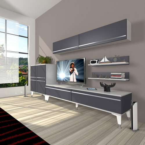 Eko 6y Mdf Std Silver Tv Ünitesi Tv Sehpası - Beyaz Antrasit