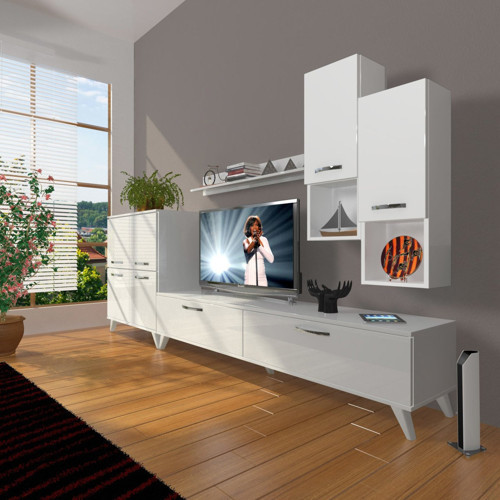 Eko 6da Mdf Std Retro Tv Ünitesi Tv Sehpası - Parlak Beyaz