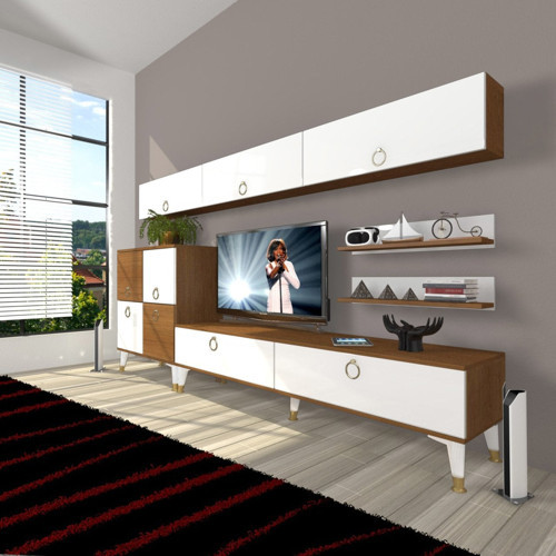 Eko 8 Mdf Std Gold Tv Ünitesi Tv Sehpası - Ceviz Beyaz