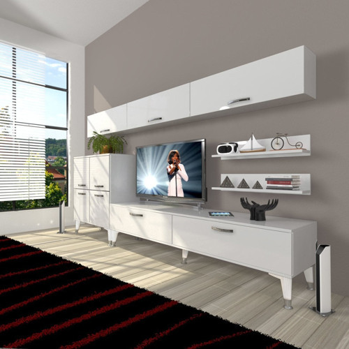 Eko 8 Slm Std Silver Tv Ünitesi Tv Sehpası - Parlak Beyaz