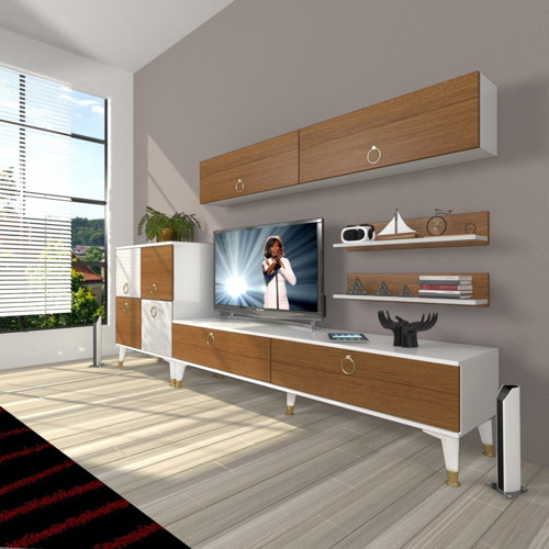 Eko 6y Mdf Std Gold Tv Ünitesi Tv Sehpası - Beyaz Ceviz
