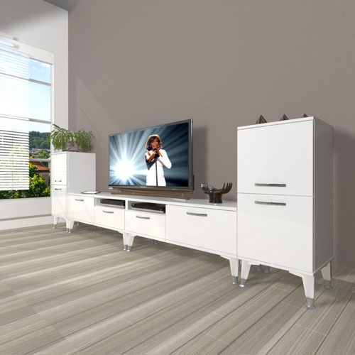 Eko 9220 Mdf Silver Tv Ünitesi Tv Sehpası - Parlak Beyaz