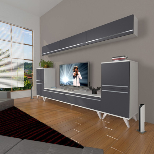 Eko 9 Mdf Std Retro Tv Ünitesi Tv Sehpası - Beyaz Antrasit