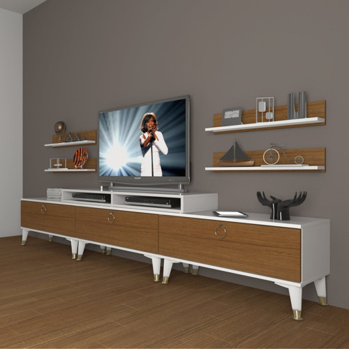 Ekoflex 270r Mdf Gold Tv Ünitesi Tv Sehpası - Beyaz Ceviz