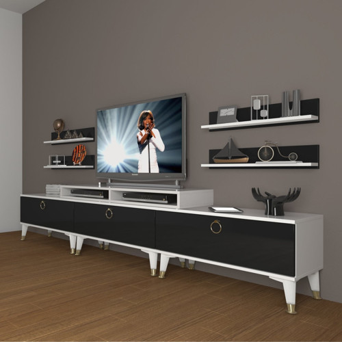 Ekoflex 270r Mdf Gold Tv Ünitesi Tv Sehpası - Beyaz Siyah