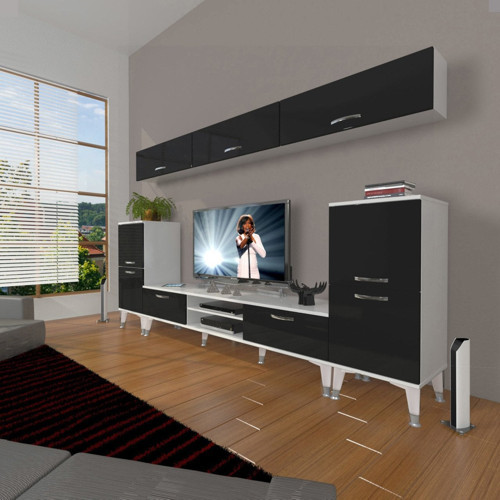 Eko 9 Slm Dvd Silver Tv Ünitesi Tv Sehpası - Beyaz Siyah