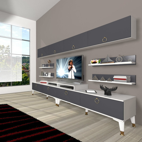 Ekoflex 360y Mdf Gold Tv Ünitesi Tv Sehpası - Beyaz Antrasit
