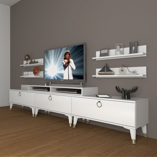 Ekoflex 270r Mdf Gold Tv Ünitesi Tv Sehpası - Parlak Beyaz