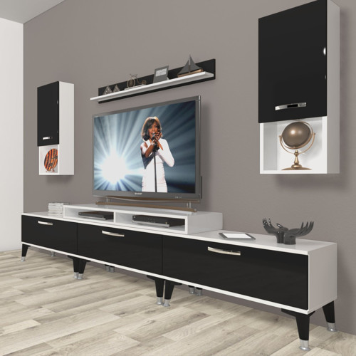 Ekoflex 270da Slm Silver Tv Ünitesi Tv Sehpası - Beyaz Siyah