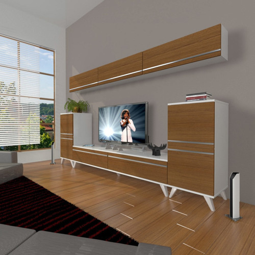 Eko 9 Mdf Std Retro Tv Ünitesi Tv Sehpası - Beyaz Ceviz