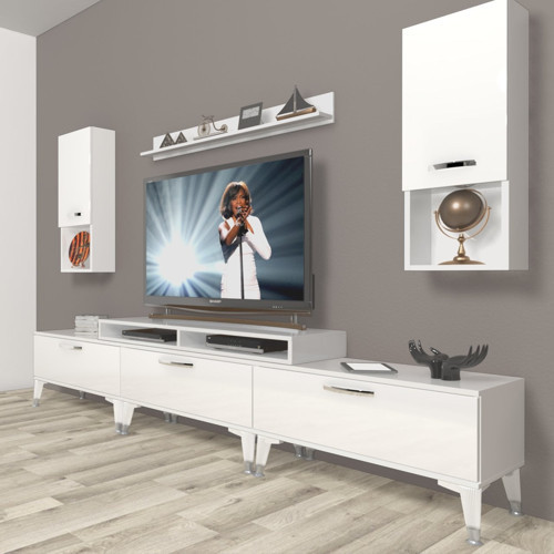 Ekoflex 270da Slm Silver Tv Ünitesi Tv Sehpası - Parlak Beyaz