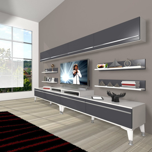 Ekoflex 360y Mdf Silver Tv Ünitesi Tv Sehpası - Beyaz Antrasit