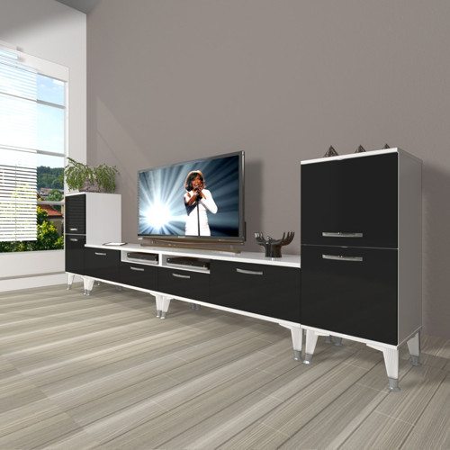 Eko 9220 Mdf Silver Tv Ünitesi Tv Sehpası - Beyaz Siyah