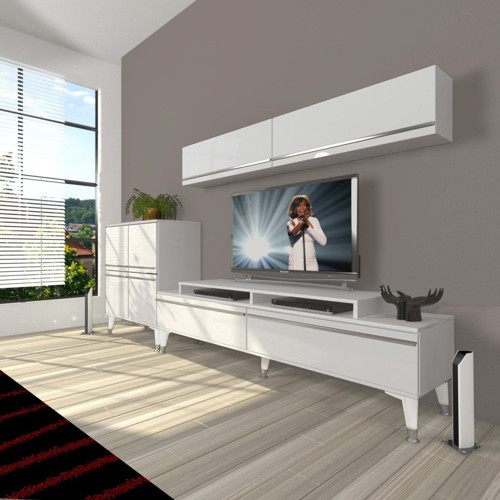 Ekoflex 6y Mdf Silver Tv Ünitesi Tv Sehpası - Parlak Beyaz